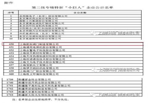 凯科阀门成功晋级国家级专精特新“小巨人”企业